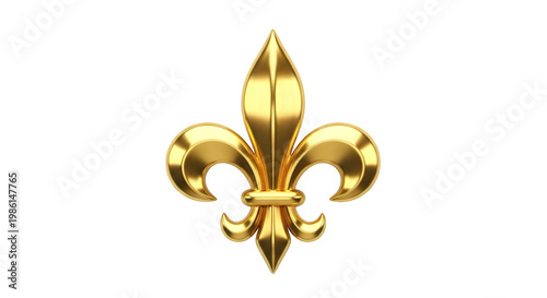 Golden fleur-de-lis symbol isolated on transparent background