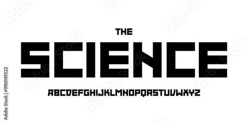 Science technology font, futuristic alphabet for scientific headline, medical digital product logo, display device typography, app UI typographic design. Modern vector typeset.