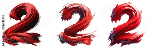 3d rendered red number 22 with dynamic paint splatter effect on white background