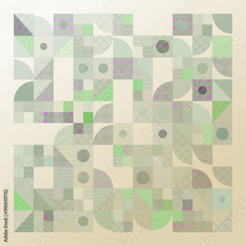 Mosaic Cells abstract background with decorative, crafted, and lattice elements; sparse composition, cool palette, experimental mood.