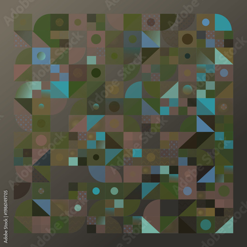 Mosaic Cells abstract background with mosaic, decorative, and regions elements; dense composition, monochrome palette, calm mood.