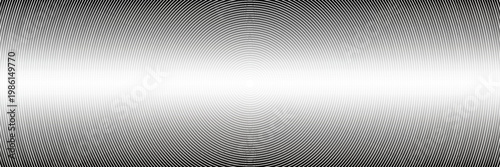 Black concentric circle texture. Radial geometric pattern background. Linear epicenter, radar or target concept. Round rippled ring wallpaper for brochure, template, poster, overlay. Vector backdrop