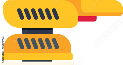 Yellow electric sander tool for woodworking and carpentry tasks