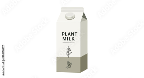 Carton of plant milk on white background