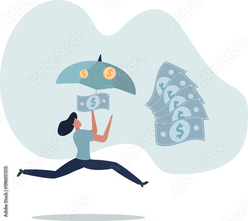 High interest rates concept. character opening savings account and receiving interest on deposits.person's life situation and his activities.