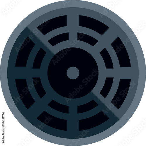 Cast iron manhole cover providing access to underground sewer system