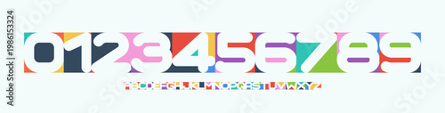 Konstfotografi Color Numbers Letters Alphabet Font for Kid Birthday Years Logo, Corporate Anniversary Sign, Race Sport Team Jersey Numeric