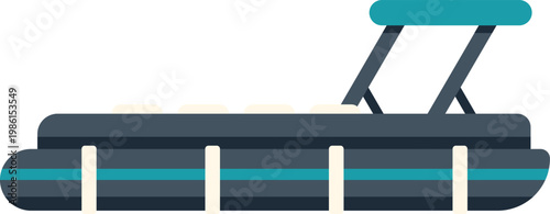 Pontoon boat vector illustration with a flat side view on white background