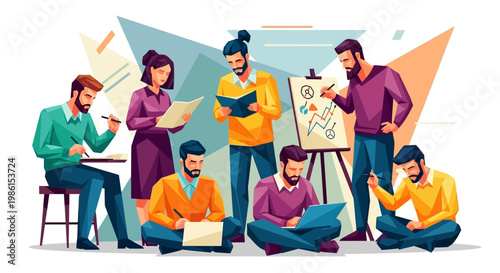 People working in a team.