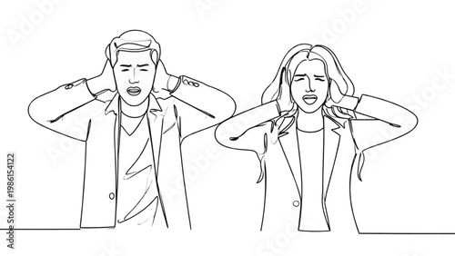 Two identical cartoon characters standing side by side with arms raised in celebration Vector