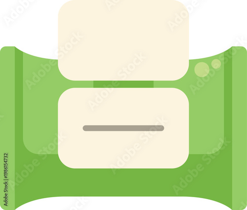 Package of wet wipes in green packaging, an essential item for hygiene and sanitation