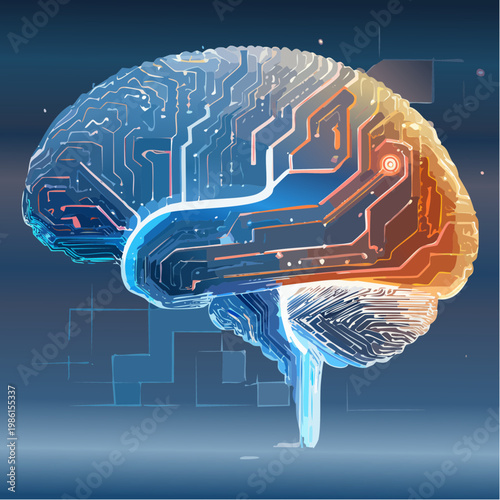 Eine leuchtende, digitale Gehirnstruktur
