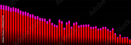 Stock Downturn Trend Red Graph Report. Downward Growth Financial Crisis Chart. Global Finance Collapse. Sanctions Tariffs Consequences, Trade War, Presentation Background Design. Vector Illustration
