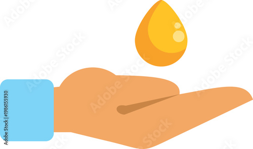 Hand catching an important oil drop representing beauty and health