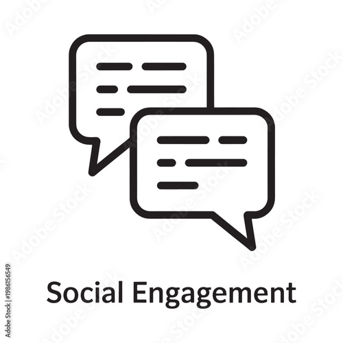 Two overlapping speech bubbles represent communication and social interaction