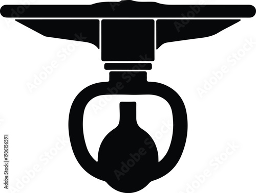 Silhouette industrial fire sprinkler head ceiling mounted safety system vector design