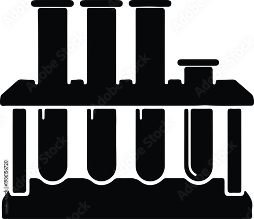 Photos Silhouette laboratory equipment with test tubes in rack vector design