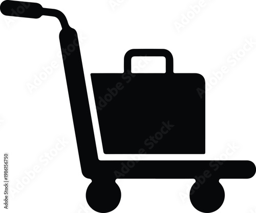 Silhouette luggage trolley with suitcase vector design