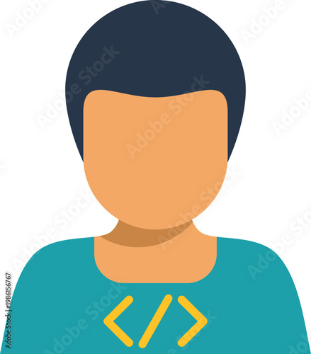Programmer or frontend developer user avatar icon showing a person with a code symbol