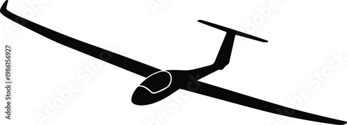 Silhouette of a glider soaring high in the sky vector design