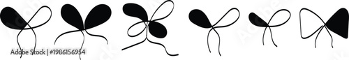 Bow gift ribbon line simple element set. collection of various decorative ribbon bow designs illustrated in a simple black ink line. Ribbon icon vector pack. Bowknot icon collection with ribbon bows i
