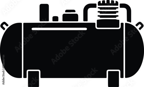 Silhouette of a portable air compressor tank with motor vector design