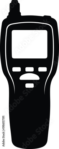 Silhouette of a portable radio communication device with buttons and screen vector design