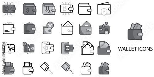 Wallet simple concept 24 Grew color icons set .Vector illustration.