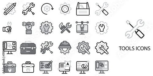 Tools simple concept 24 Grew color icons set .Vector illustration.