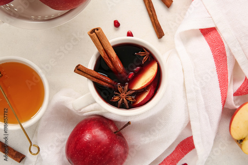 Cup of hot mulled wine with...