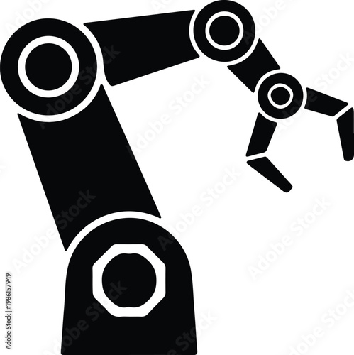 Silhouette robotic arm gripper industrial automation technology vector design