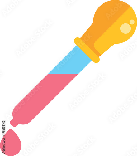 Dropper dispensing a pink liquid, symbolizing chemistry, medicine, and scientific analysis