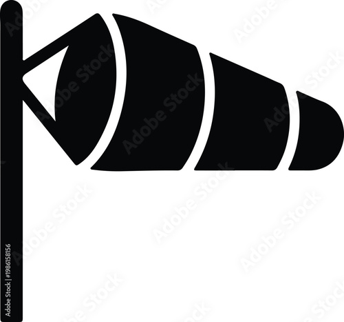 Silhouette windsock showing air movement indicating wind direction vector design