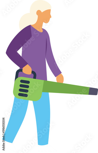 Person using a leaf blower for yard work and gardening tasks
