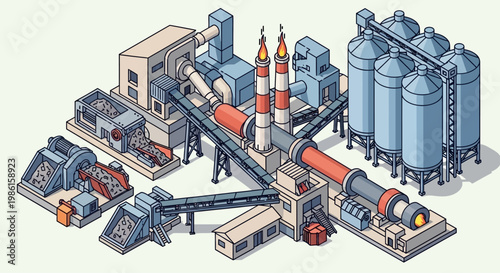 Canvastavla Industrial cement factory production plant.