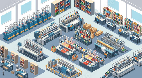 Canvas Print Supermarket store interior with shelves.
