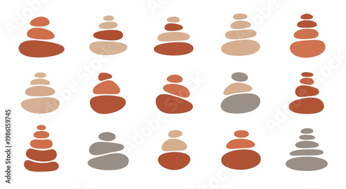 Stacked stones in various colors.