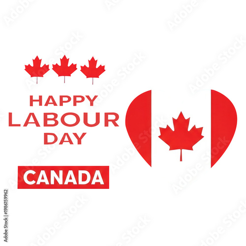 Happy labour day canada celebration with maple leafs on transparent background