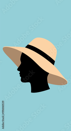 Woman Wearing Stylish Sun Hat.