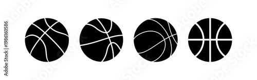 Minimal Basketball Icon Set Vector Design