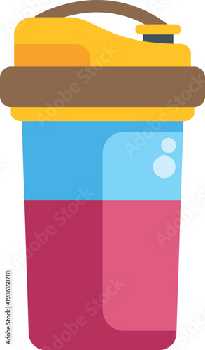 Sports bottle holding a protein shake, representing health, nutrition, and workout