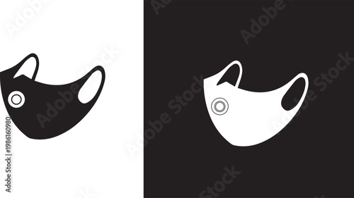 Bild auf Leinwand Protection mask face ,symbol black white icon