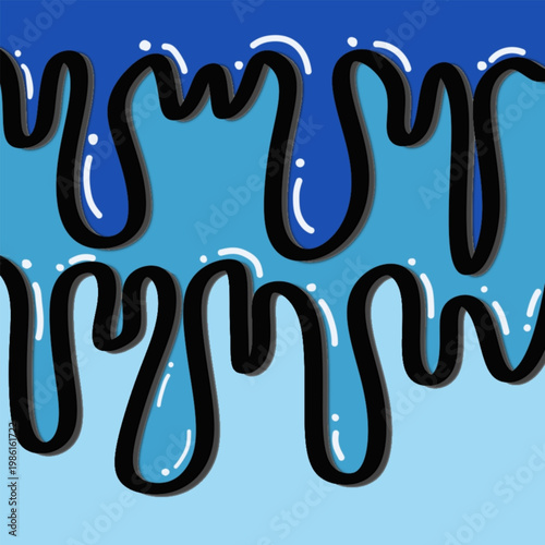 Abstract Dripping Liquid Shapes with Blue Gradient Glossy Modern Background