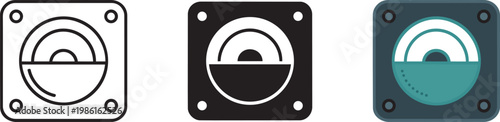Gauge meter level indicator icons set with 3 design variations for measurement and interface