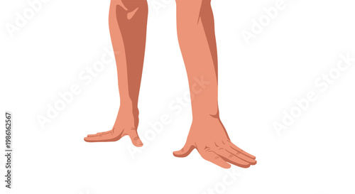 A detailed illustration of tan human legs and hands positioned in a powerful crouched starting stance against a minimalist and clean white background.