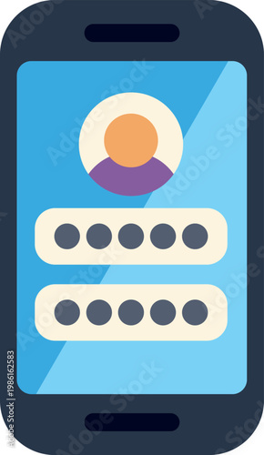 Smartphone displaying user account login form on mobile application screen
