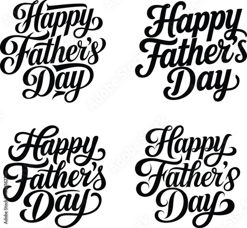 Four happy fathers day typography designs on white background for celebration  fathers day