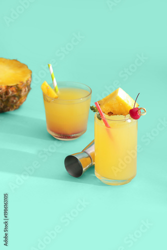 Glasses of tasty mai tai co...