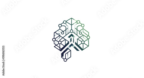 Geometric brain illustration with cubes and circuits.