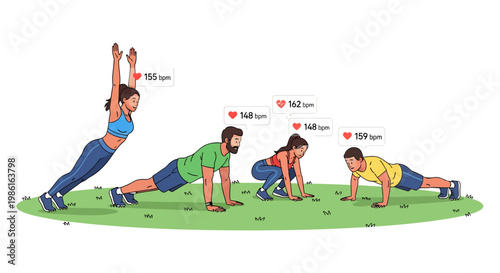 Group of people doing yoga or pilates outdoors in park